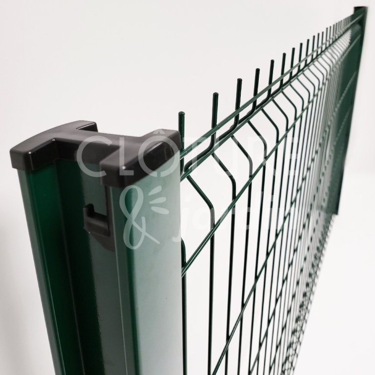 Kit clôture 2m50 panneau rigide + poteau à clips