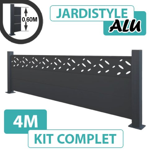 Kit_Clôture_Aluminium_Gris_Anthracite_Design_Sur_Platines_4m
