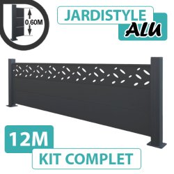 Kit_Clôture_Aluminium_Gris_Anthracite_Design_Sur_Platines_12m