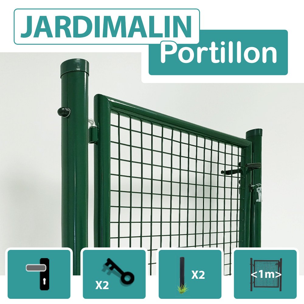 Portillon De Jardin En Acier Zingué 120x100 Cm - Avec Serrure, Poignée Et 3 Clés - Robuste Et Facile à Installer