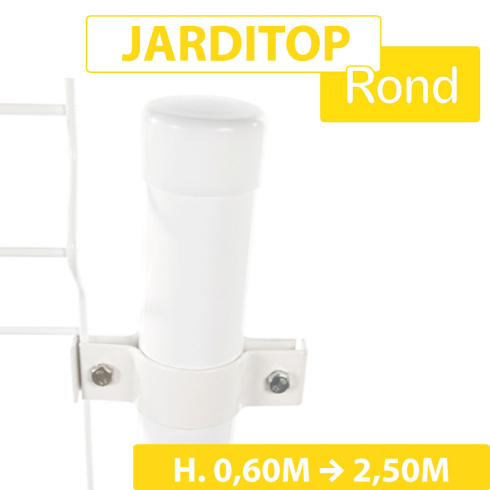 Poteau Rond Blanc - Diamètre 48mm - JARDITOP - 1,20 mètre
