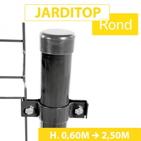 Poteau Rond Gris Anthracite - Diamètre 48mm - JARDITOP - 1,70 mètre