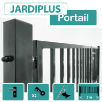 Portail Barreaudé Gris JARDIPLUS - Largeur 3m