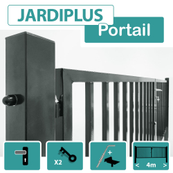 Portail Barreaudé Gris JARDIPLUS - Largeur 4m