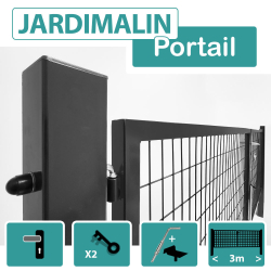 Portail Grillagé Gris JARDIMALIN - Largeur 3m