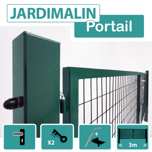 Portail Grillagé Vert JARDIMALIN - Largeur 3m