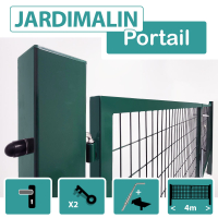 Portail Grillagé Vert JARDIMALIN - Largeur 4m
