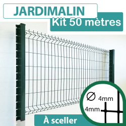 Kit Grillage Rigide Vert 50M - JARDIMALIN - Fil 4mm - 1,53 mètre