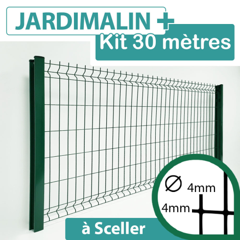 Kit Grillage Rigide Vert 30M - JARDIMALIN+ - Fil 4mm - 1,93 mètre
