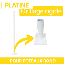 Platine Poteau Rond Blanc - JARDITOP