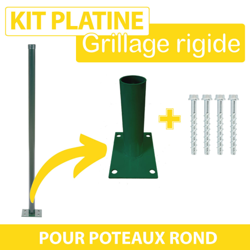 Kit Platine Poteau Rond Vert + Visserie - JARDITOP
