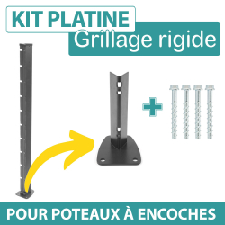 Kit Platine Poteau à Encoches Gris + Visserie - JARDIMALIN