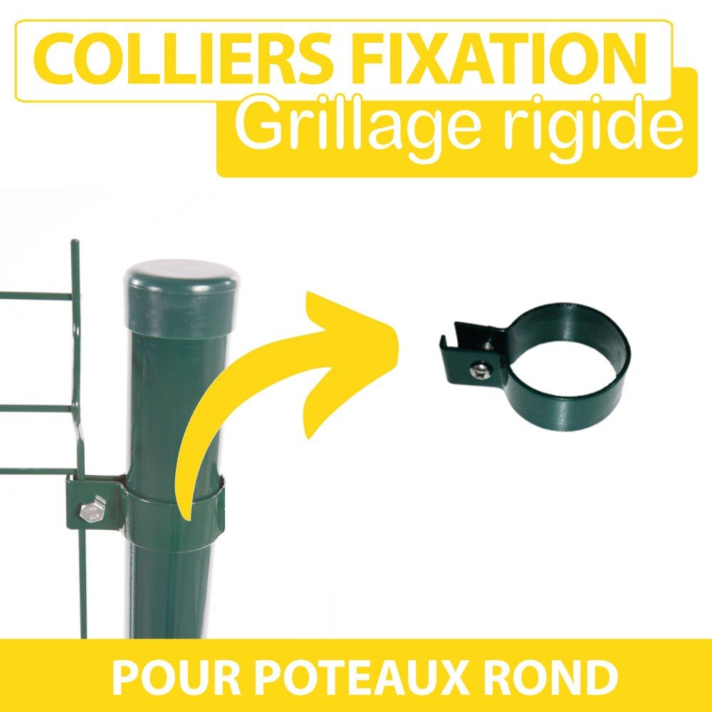 Collier de Fixation Poteau Portillon Grillagé Vert