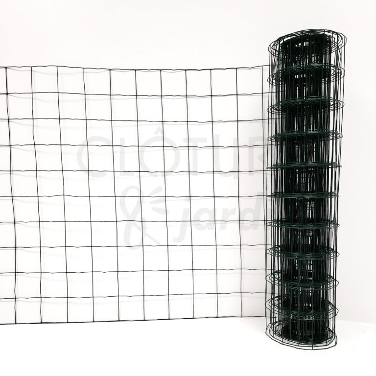 Grillage en rouleau soudé vert 100 x 50 mm, L.20 x h.1,50 m