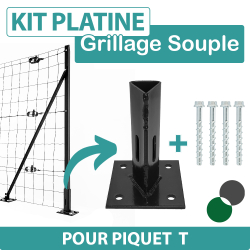 Kit Platine pour Piquet T + 4 vis béton - Gris