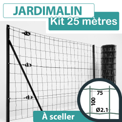 Kit Grillage Soudé Gris 25M - JARDIMALIN - Maille 100x75mm - 1,50 mètre