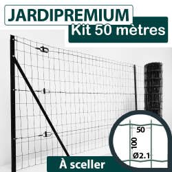 Kit Grillage Soudé Gris 50M - JARDIPREMIUM - Maille 100x50mm - 1,20 mètre