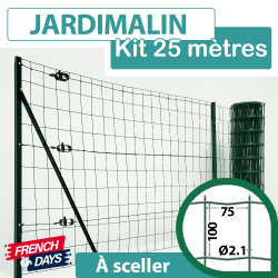 Kit Grillage Soudé Vert 25M - JARDIMALIN - Maille 100x75mm - 1,80 mètre