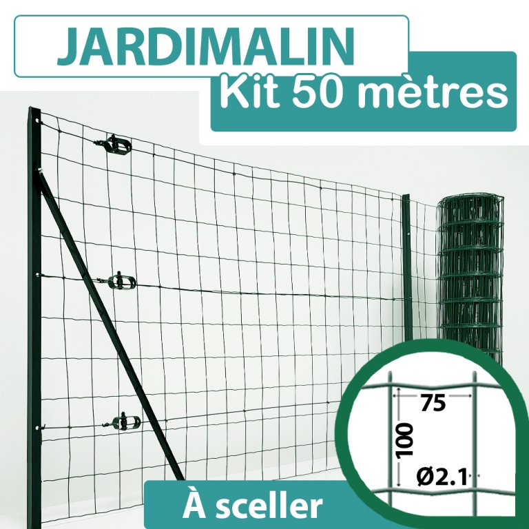 Kit Complet Grillage Souple Vert 50m - JARDIMALIN