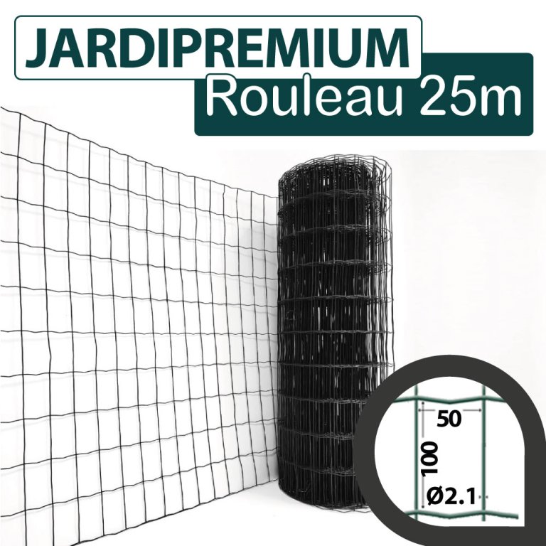 Rouleau Grillage Soudé Gris - Maille 100x50mm - Hauteur 1.20m