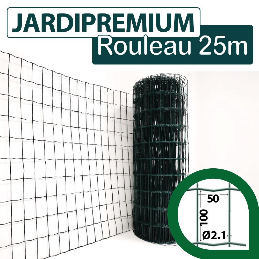 Rouleau Grillage Soudé Vert - Maille 100x50mm - Hauteur 1.80m