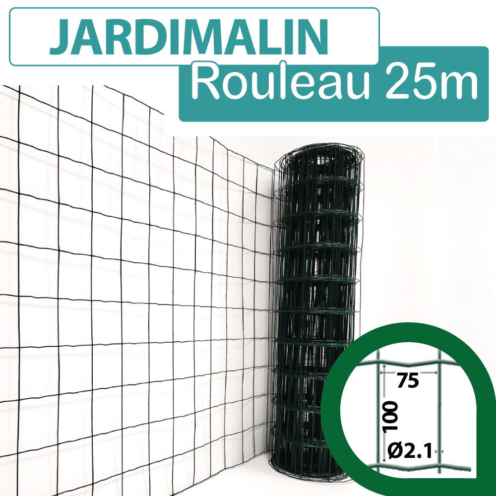 Rouleau Grillage Soudé Vert - Maille 100 x 75 mm - Hauteur 1m