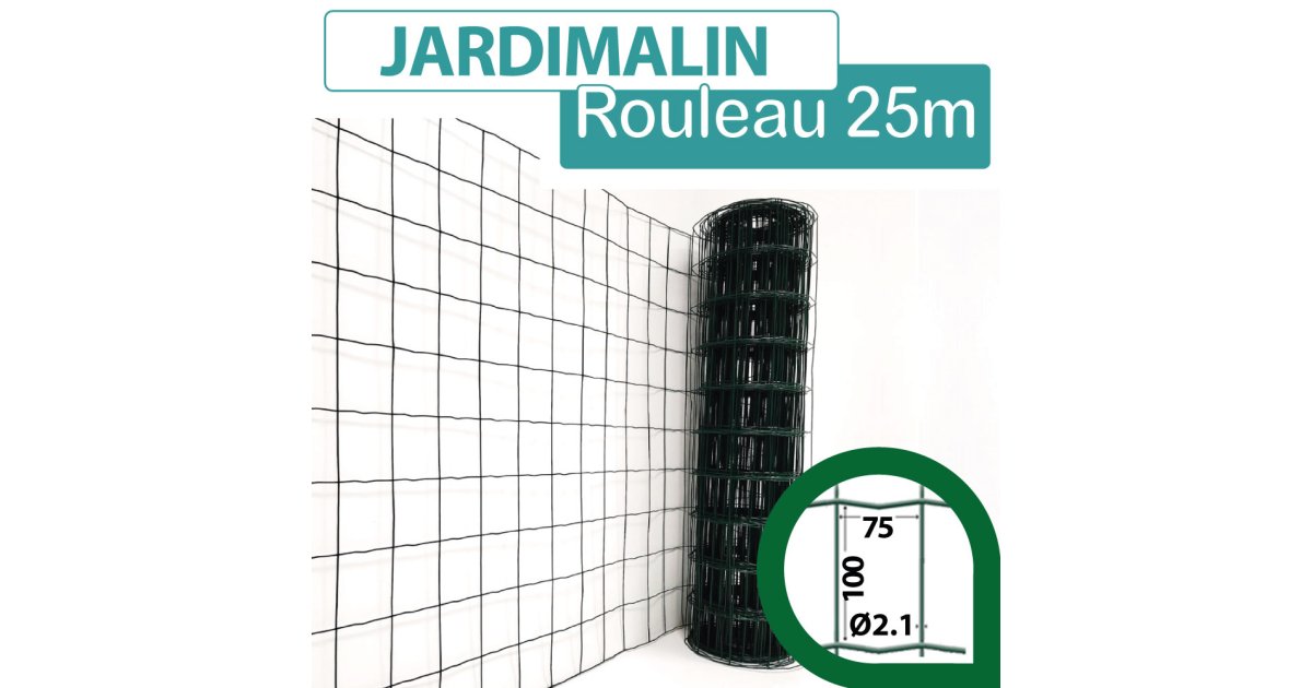 Rouleau Grillage Soudé Vert - Maille 100x50mm - Hauteur 1.80m