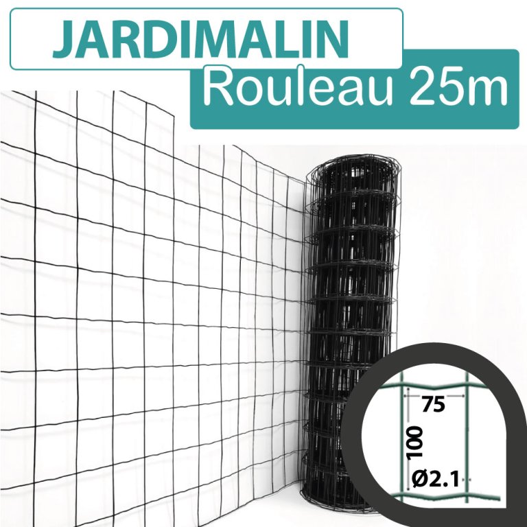 Rouleau Grillage Soudé Gris - Maille 100 x 75 mm - Hauteur 1.20m