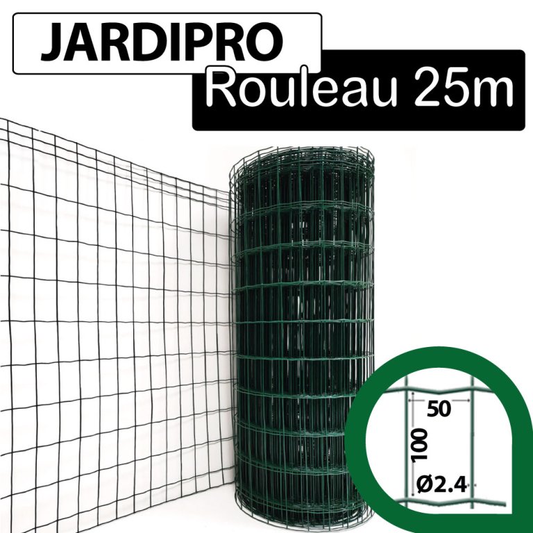 Grillage Soudé Vert - Triple Lisière - Maille 100 x 50 mm - Hauteur 1m