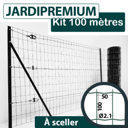Kit Grillage Soudé Gris 100M - JARDIPREMIUM - Maille 100x50mm - 1,20 mètre