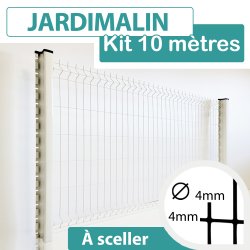 Kit Grillage Rigide Blanc 10M - JARDIMALIN - Fil 4mm - 1,23 mètre
