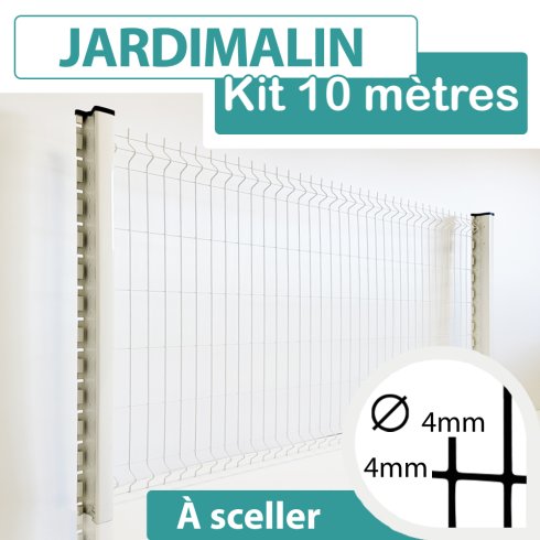 Kit Grillage Rigide Blanc 10M - JARDIMALIN - Fil 4mm - 1,73 mètre