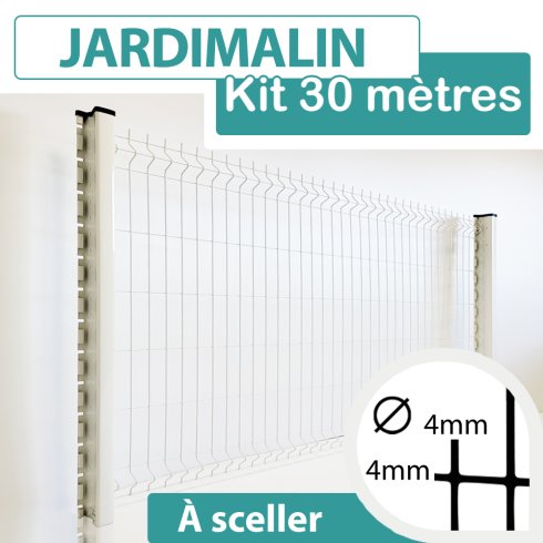 Kit Grillage Rigide Blanc 30M - JARDIMALIN - Fil 4mm - 1,23 mètre