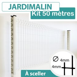 Kit Grillage Rigide Blanc 50M - JARDIMALIN - Fil 4mm - 1,23 mètre