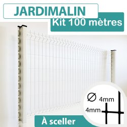 Kit Grillage Rigide Blanc 100M - JARDIMALIN - Fil 4mm - 1,23 mètre