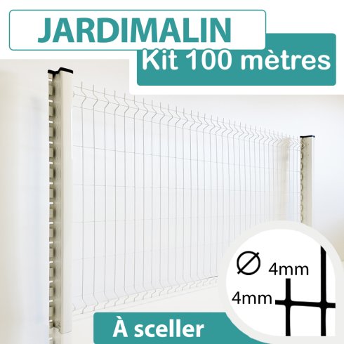 Kit Grillage Rigide Blanc 100M - JARDIMALIN - Fil 4mm - 1,73 mètre