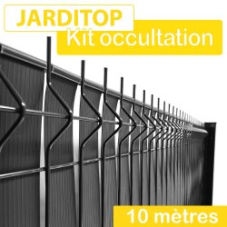 Kit Occultation PVC à Tresser Gris Anthracite - 10M - JARDITOP - 1,53 mètre