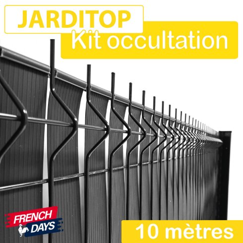 Kit Occultation PVC à Tresser Gris Anthracite - 10M - JARDITOP - 1,53 mètre