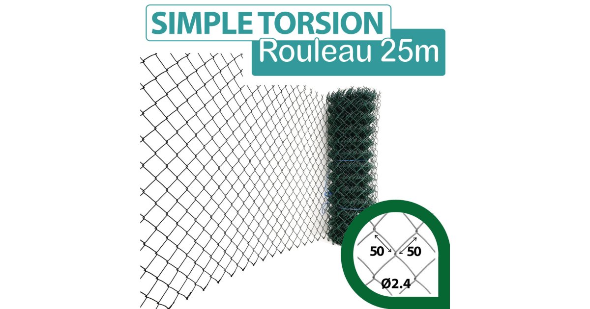 Grillage Simple Torsion Ø4,4mm plastifié vert