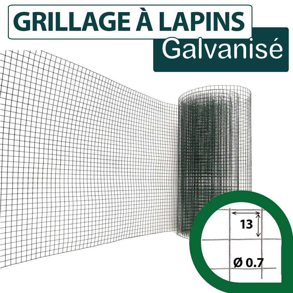 Grillage à Lapins Plastifié Vert - Maille 13mm