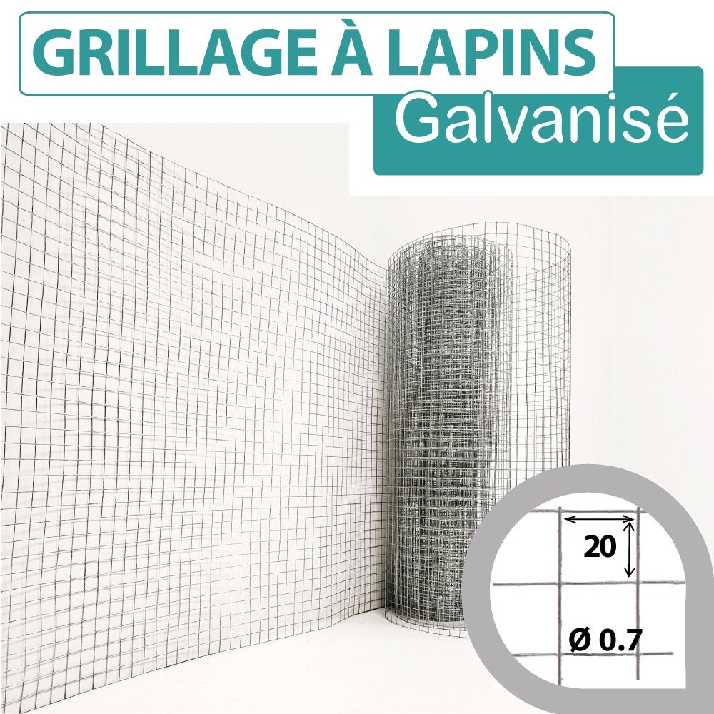 Grillage à Lapins Galvanisé - Maille 20mm