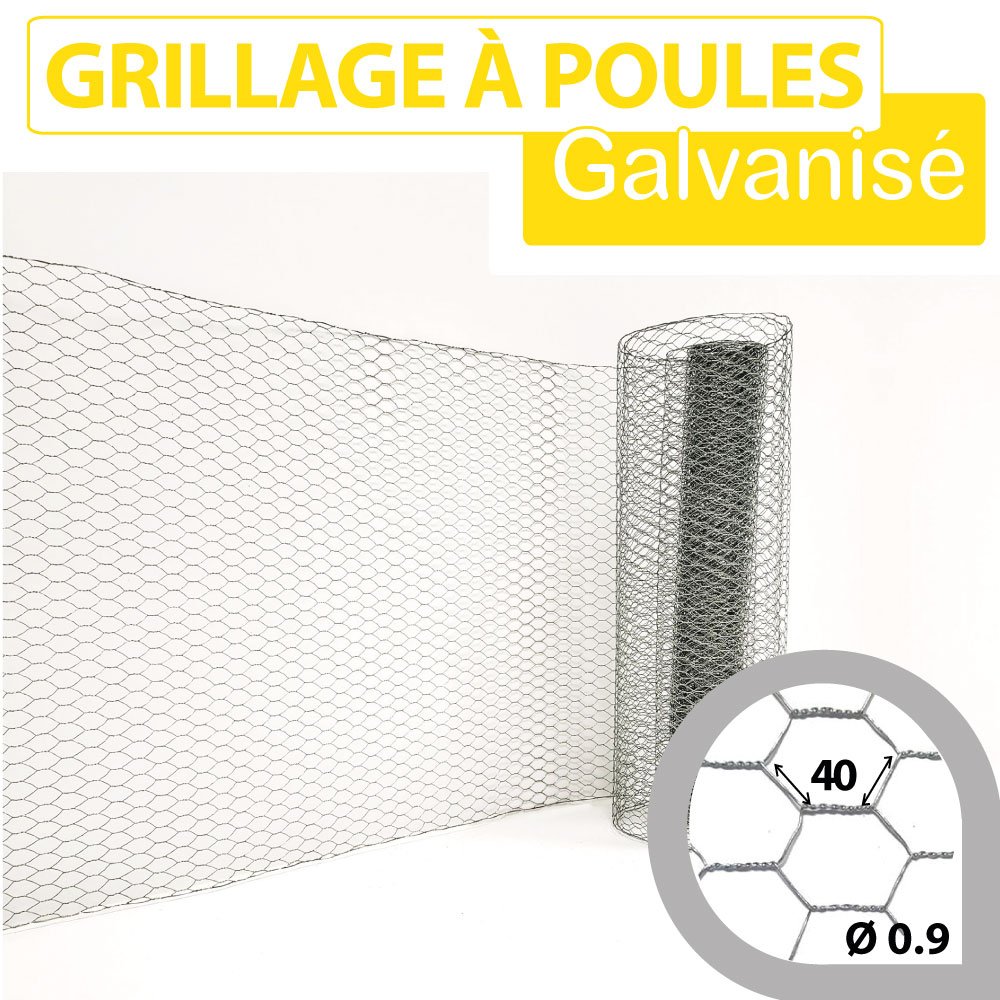 Grillage à Poules Galvanisé - Maille 40mm