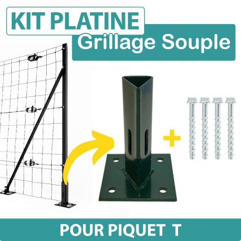 Kit_Platine_pour_Piquet_T_4_vis_béton_Vert