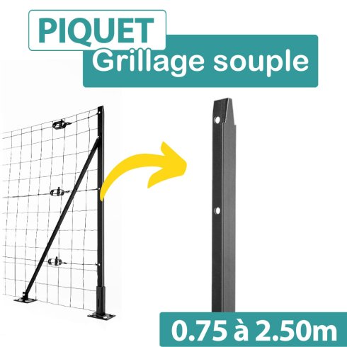 Piquet de Clôture T Gris - 1,45 mètre