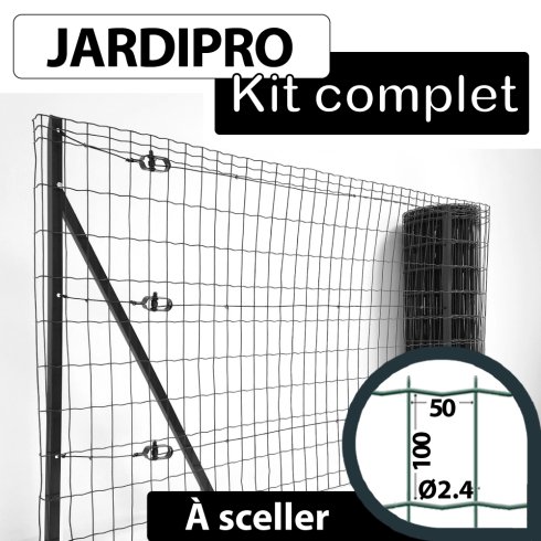 Kit Grillage Soudé Gris Anthracite - JARDIPRO - Maille 100x50mm - Triple lisière