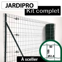 Kit Grillage Soudé Vert - JARDIPRO - Maille 100x50mm - Triple lisière