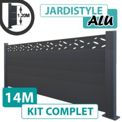 Kit Clôture Aluminium Gris Anthracite 14M - Design - Sur Platines - 1,20 mètre