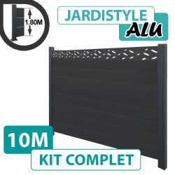 Kit Clôture Aluminium Gris Anthracite 10M - Design - 1,80 mètre