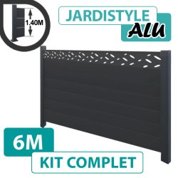 Kit Clôture Aluminium Gris Anthracite 6M - Design - 1,40 mètre