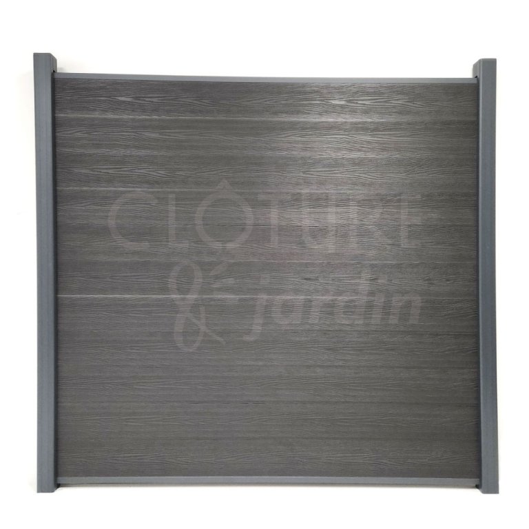 Kit Occultation Bois Composite Gris Anthracite - Hauteur 193 Cm - Lattes Pleines - Garantie 15 Ans - Pour Grillage